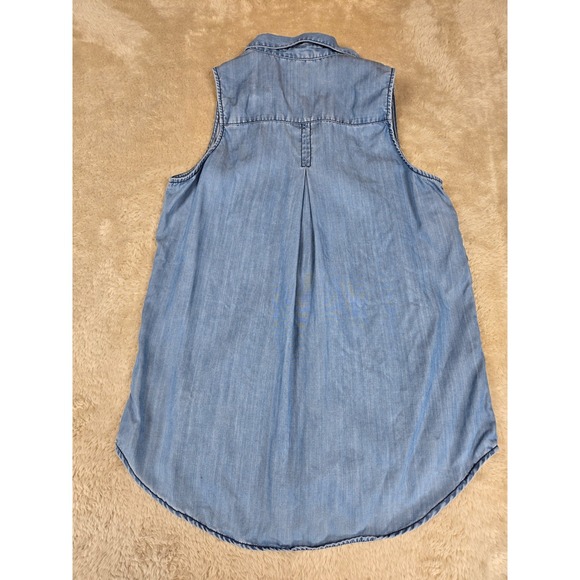 Velvet Heart Chambray Tencel Sleeveless Collared Shirt Womens M - Picture 8 of 9